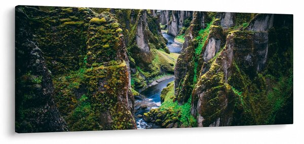 Obraz - Rieka v skalnatom údolí (120x50 cm)