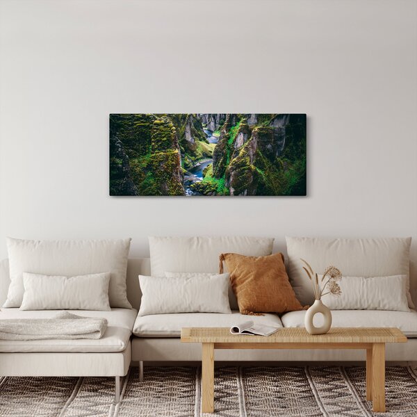 Obraz - Rieka v skalnatom údolí (120x50 cm)