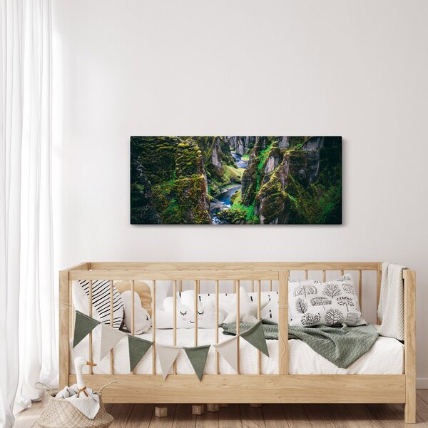 Obraz - Rieka v skalnatom údolí (120x50 cm)