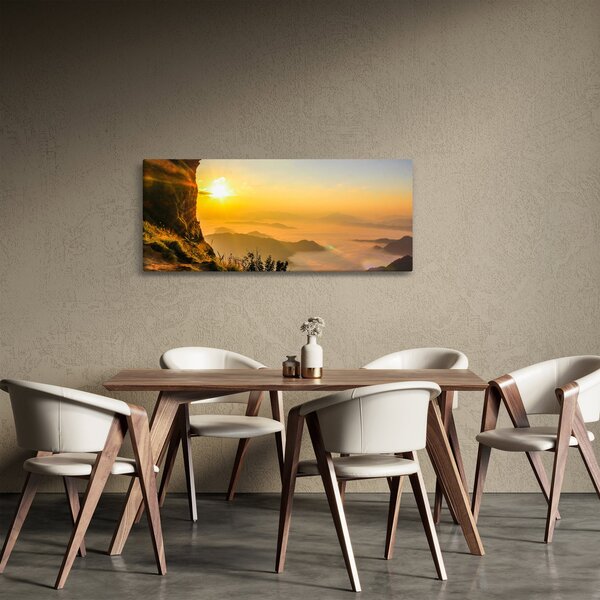 Obraz údolia v rannej hmle (120x50 cm)