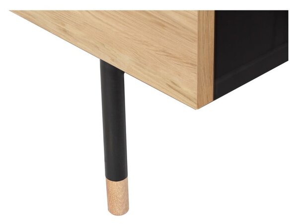 Nízka komoda v dekore duba v čiernej a prírodnej farbe 130x87 cm Jugend – Woodman