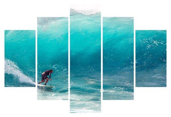 Obraz surferov vo vlnách (150x105 cm)