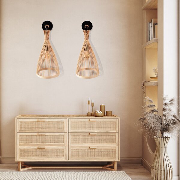Toolight Boho, nástenné svietidlo 1xE27 APP1340-1W, čierna-hnedá, OSW-05777