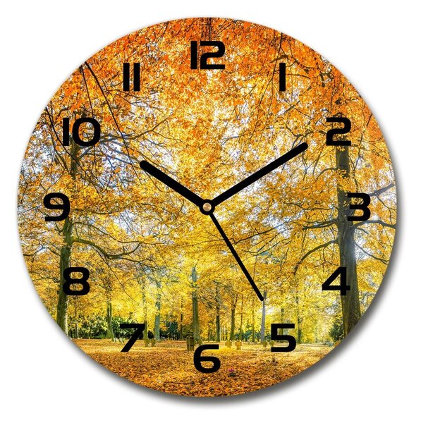 Sklenené hodiny okrúhle Jesenné les pl_zso_30_f_70578437