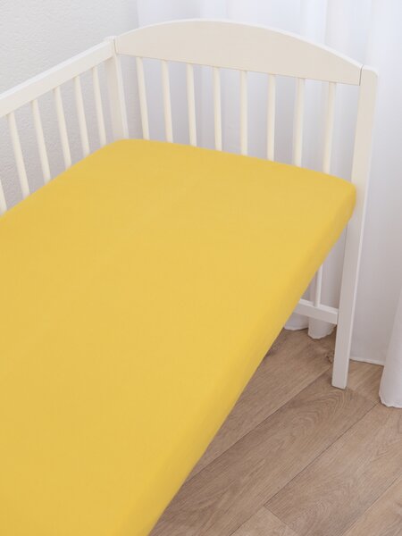 Jersey plachta do postieľky Classic 60 × 120 cm - horčicová