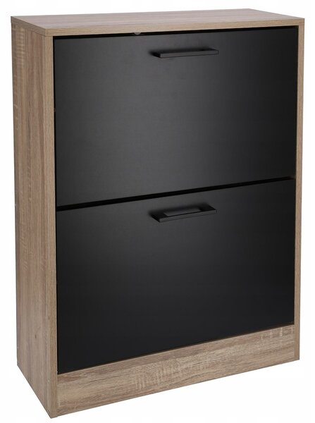 JU Skriňa na topánky, drevotriesková doska s dyhou, 81 x 24 x 60, čierna