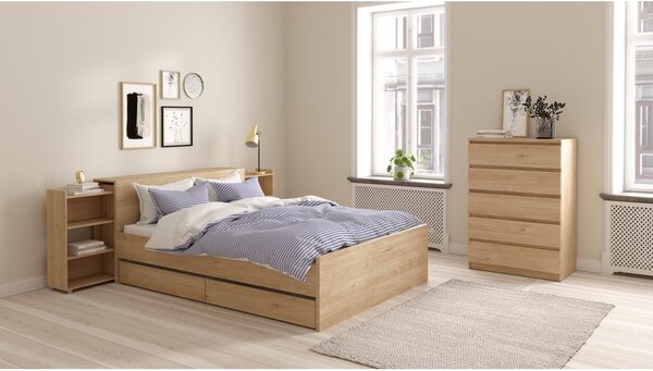 Dvojlôžková posteľ v dekore duba v prírodnej farbe 160x200 cm Naia – Tvilum