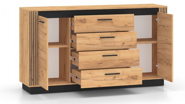 Komoda so zásuvkami Clawi 06 - 160 cm - Dub craft zlaté / Čierny