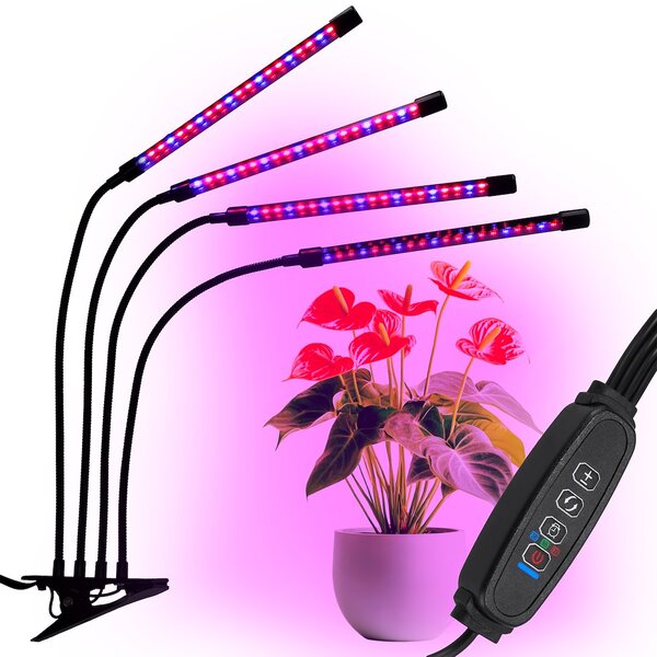 JU Univerzálna rastlinná lampa so štyrmi svetelnými panelmi, napájaná cez USB bez napájacieho adaptéra