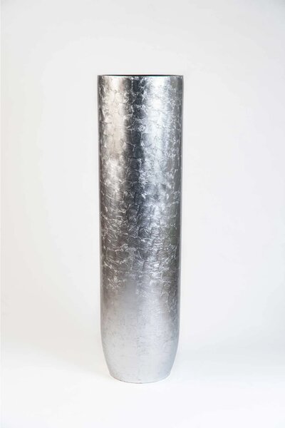 Exkluzívny kvetináč SOLERIO, sklolaminát, výška 120 cm, strieborný lesk