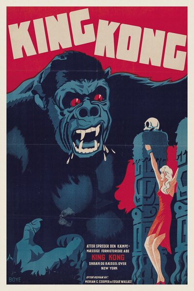 Umelecká tlač King Kong (Vintage Cinema / Retro Movie Theatre Poster / Horror & Sci-Fi), (26.7 x 40 cm)