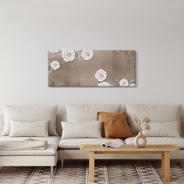 Obraz - Drapérie s kvetmi (120x50 cm)