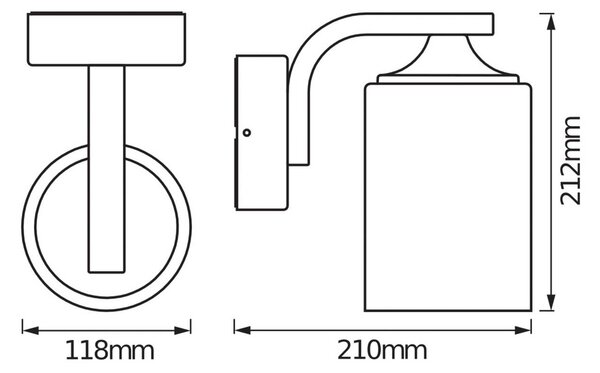 OSRAM Vonkajšie nástenné svietidlo ENDURA CLASSIC LANTERN CYLINDER čierna, Čierna, Hliník, Moderný