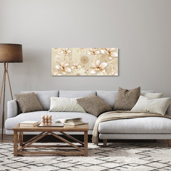 Obraz - Kompozícia zlatých kvetov (120x50 cm)