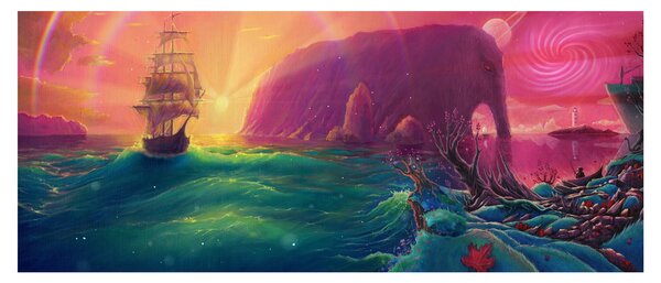 Obraz - Olejomaľba, Plavba do fantastickej ríše (120x50 cm)