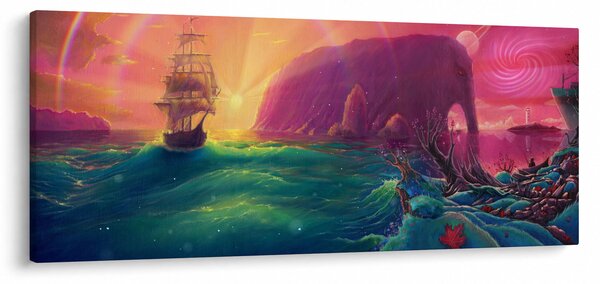 Obraz - Olejomaľba, Plavba do fantastickej ríše (120x50 cm)