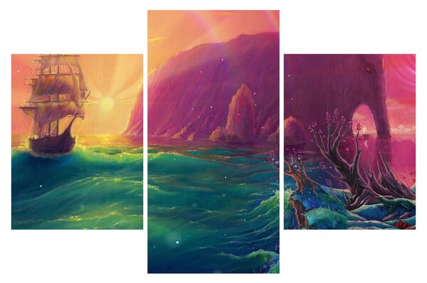 Obraz - Olejomaľba, Plavba do fantastickej ríše (90x60 cm)