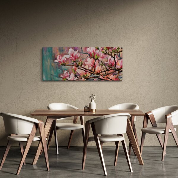 Obraz - Olejomaľba, Rozkvitnutá sakura (120x50 cm)