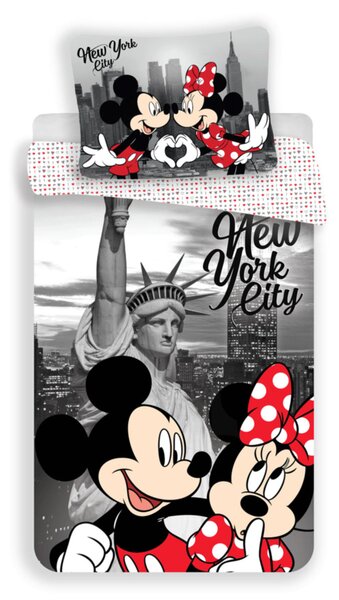 Detské obliečky Minnie a Mickey Mouse v New Yorku 140x200, 70x90 cm 100% Bavlna