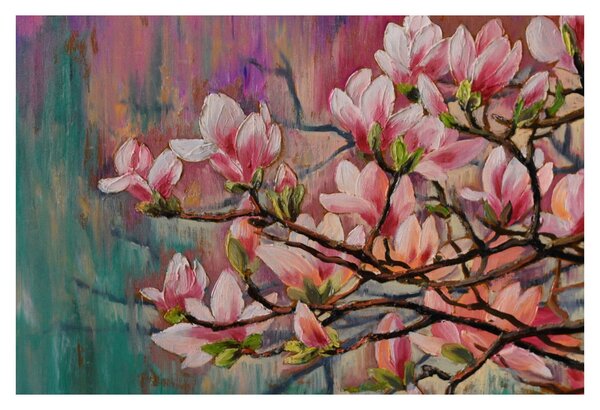 Obraz - Olejomaľba, Rozkvitnutá sakura (90x60 cm)