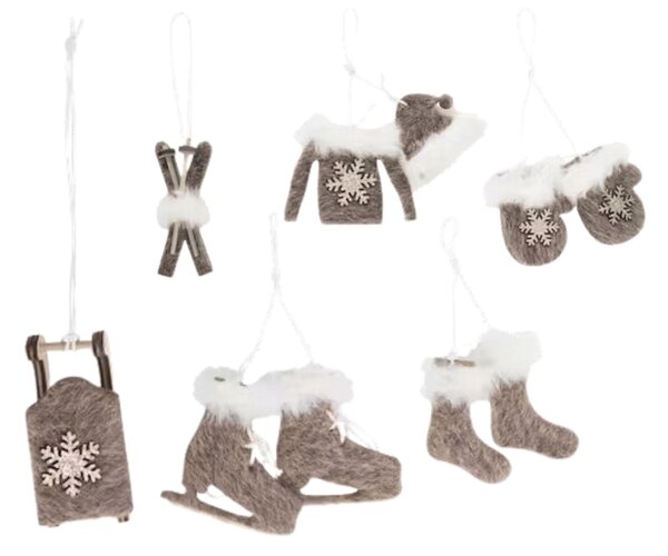 Sada vianočných závesných dekorácií CHRISTMAS SYMBOLS 6 ks - viac farieb