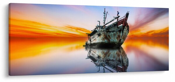 Obraz - Svitanie nad vrakom lode (120x50 cm)