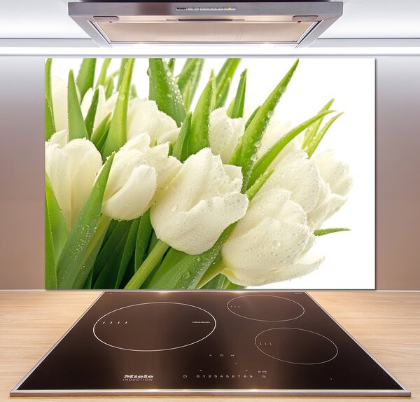 Panel do kuchyne Biele tulipány pl-pksh-100x70-f-49549577