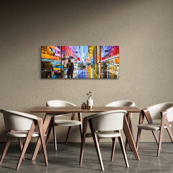Obraz - Mesto v neónovej žiare (120x50 cm)