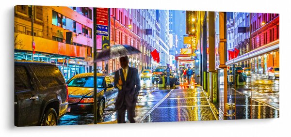 Obraz - Mesto v neónovej žiare (120x50 cm)