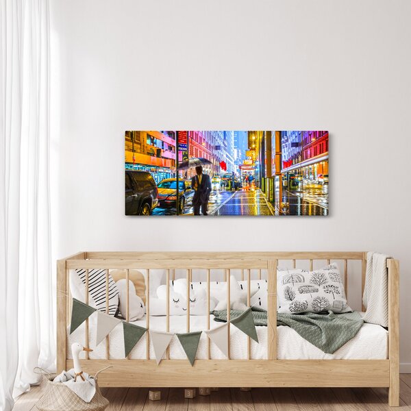 Obraz - Mesto v neónovej žiare (120x50 cm)