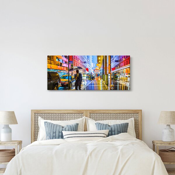 Obraz - Mesto v neónovej žiare (120x50 cm)