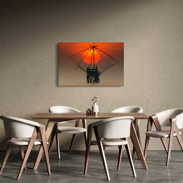 Obraz - Východ slnka, jazero Pakpra (90x60 cm)