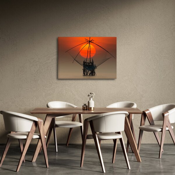 Obraz - Východ slnka, jazero Pakpra (70x50 cm)