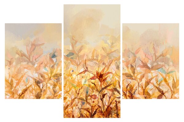 Obraz - Listy vo farbách jesene, olejomaľba (90x60 cm)