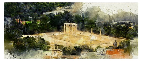 Obraz - Chrám Dia, Atény, Grécko (120x50 cm)