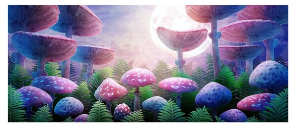Obraz - Huby pri splne, grafika (120x50 cm)