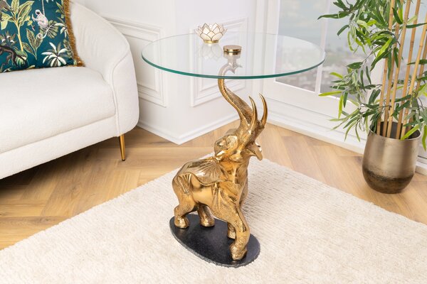 Stolík ELEPHANT 80cm zlatý s mramorovou základňou