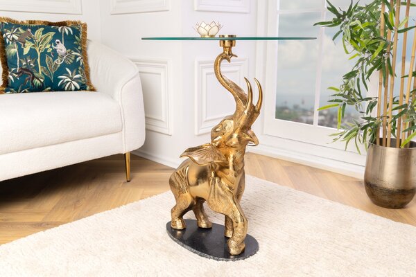 Stolík ELEPHANT 80cm zlatý s mramorovou základňou
