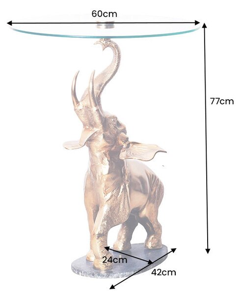 Stolík ELEPHANT 80cm zlatý s mramorovou základňou
