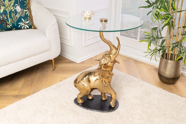 Stolík ELEPHANT 80cm zlatý s mramorovou základňou