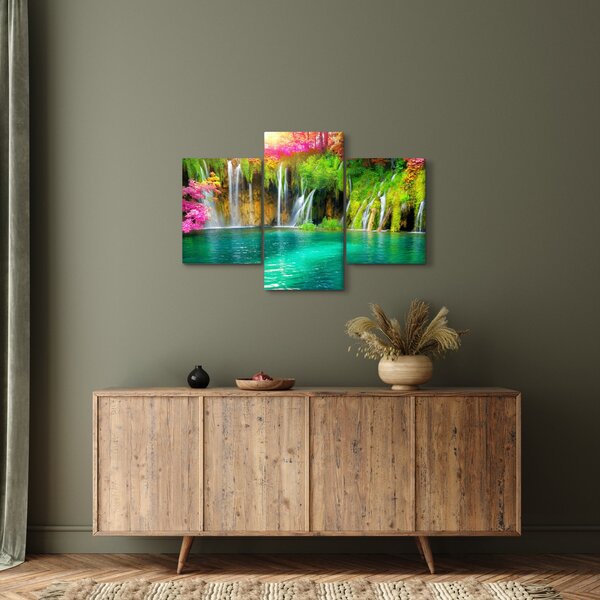 Obraz - Vodopád, Plitvické jazerá, Chorvátsko (90x60 cm)