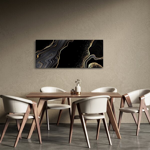 Obraz - Čierno-zlatý mramor (120x50 cm)
