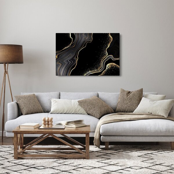 Obraz - Čierno-zlatý mramor (90x60 cm)