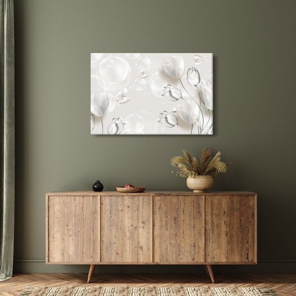 Obraz - Tulipány medzi bublinami (90x60 cm)