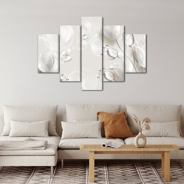 Obraz - Tulipány medzi bublinami (150x105 cm)