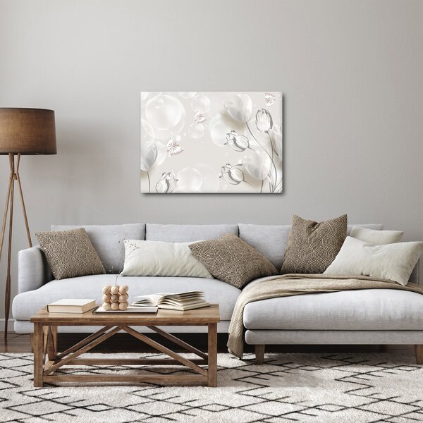 Obraz - Tulipány medzi bublinami (70x50 cm)