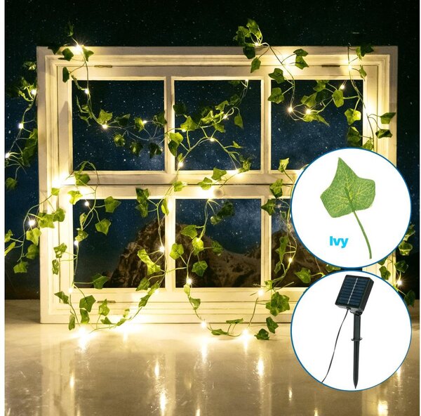 Aigostar - LED Solárna reťaz 100xLED/12m IP65 teplá biela ivy