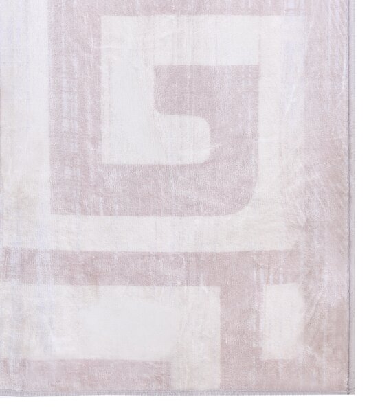 Izbový koberec béžový 140 x 200 cm geometrický vzor protišmyková spodná strana vhodný na podlahové kúrenie