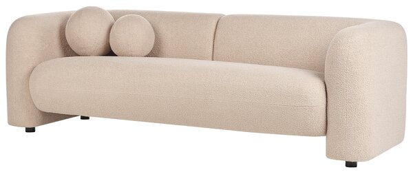 3-miestna pohovka béžová buklé čalúnenie extra vankúše retro glamour art deco štýl