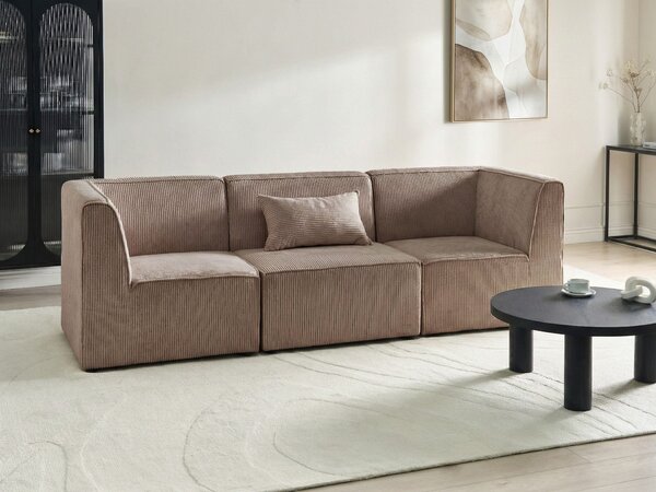 Modulárna 3-miestna pohovka piesková béžová menčestrová moderný dizajn minimalistický štýl